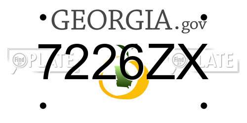 7226ZX Georgia License Plate