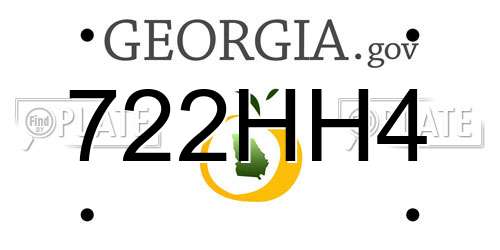 722HH4 Georgia License Plate