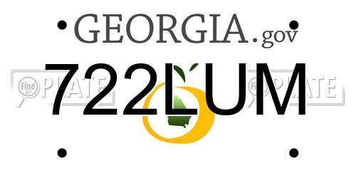 722LUM Georgia License Plate