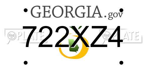 722XZ4 Georgia License Plate
