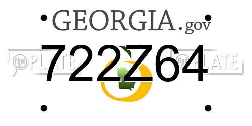 722Z64 Georgia License Plate