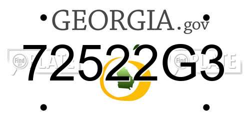 72522G3 Georgia License Plate