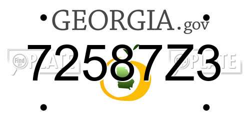 72587Z3 Georgia License Plate