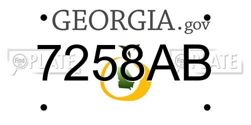7258AB Georgia License Plate