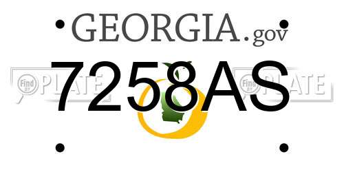 7258AS Georgia License Plate