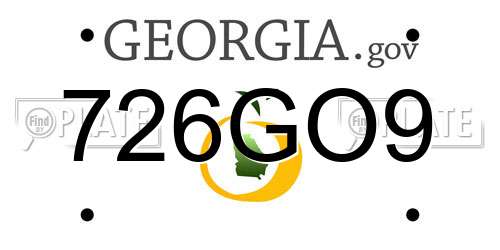 726GO9 Georgia License Plate