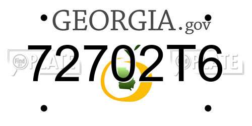 72702T6 Georgia License Plate