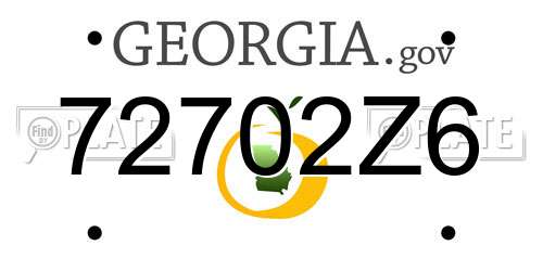 72702Z6 Georgia License Plate