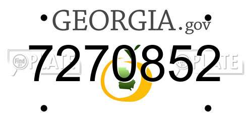 7270852 Georgia License Plate