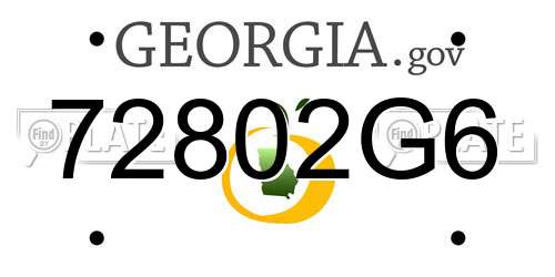 72802G6 Georgia License Plate