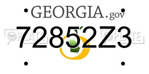 72852Z3 Georgia License Plate