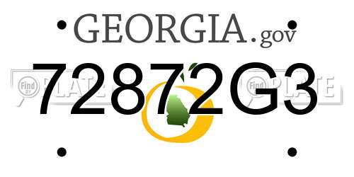 72872G3 Georgia License Plate
