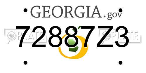 72887Z3 Georgia License Plate