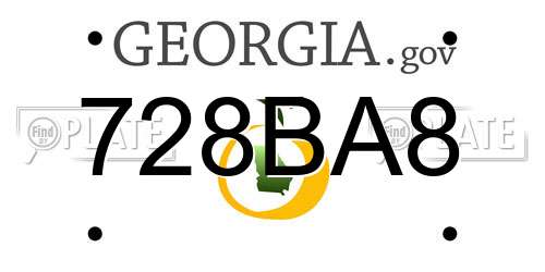 728BA8 Georgia License Plate