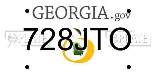 728JTO Georgia License Plate