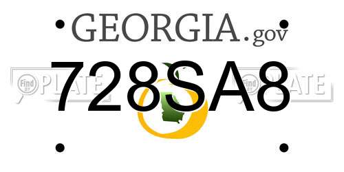 728SA8 Georgia License Plate