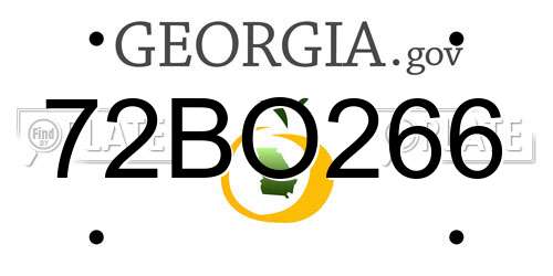 72BO266 Georgia License Plate