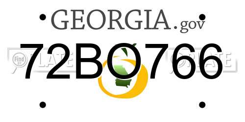 72BO766 Georgia License Plate