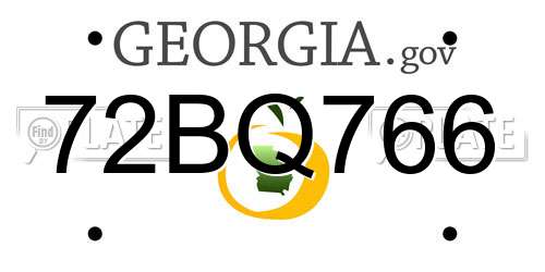 72BQ766 Georgia License Plate