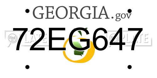 72EG647 Georgia License Plate