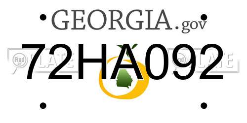 72HA092 Georgia License Plate