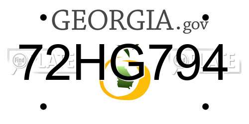 72HG794 Georgia License Plate