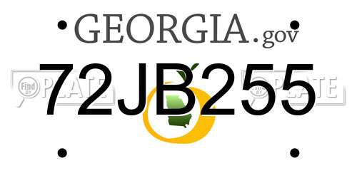 72JB255 Georgia License Plate