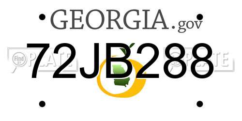 72JB288 Georgia License Plate