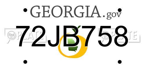 72JB758 Georgia License Plate