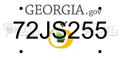 72JS255 Georgia License Plate