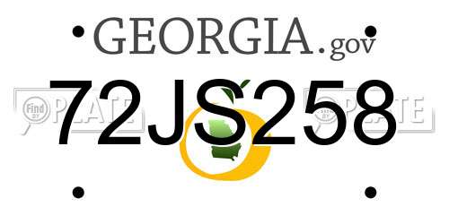 72JS258 Georgia License Plate