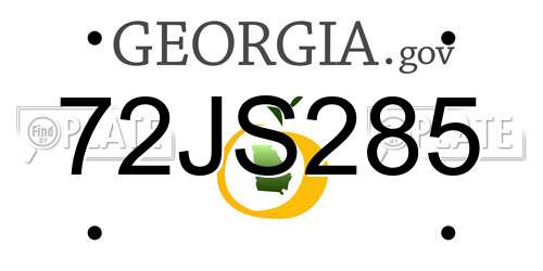 72JS285 Georgia License Plate