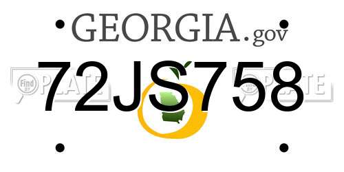 72JS758 Georgia License Plate