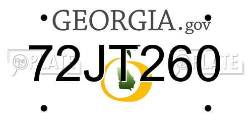72JT260 Georgia License Plate