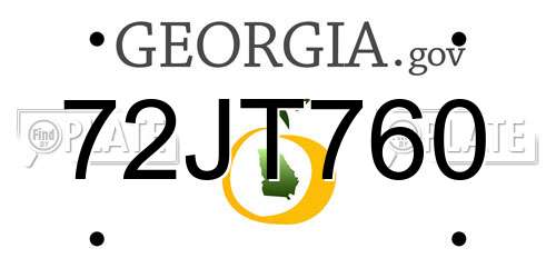 72JT760 Georgia License Plate