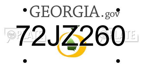 72JZ260 Georgia License Plate