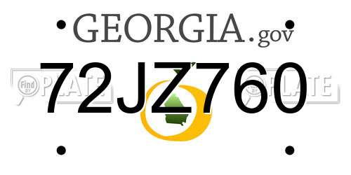 72JZ760 Georgia License Plate