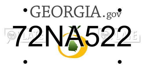 72NA522 Georgia License Plate