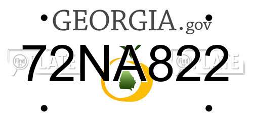 72NA822 Georgia License Plate