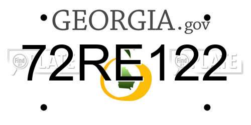 72RE122 Georgia License Plate