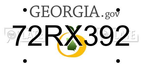 72RX392 Georgia License Plate