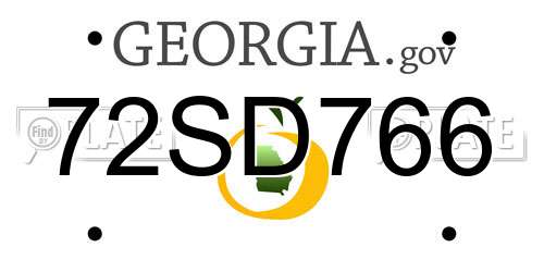 72SD766 Georgia License Plate