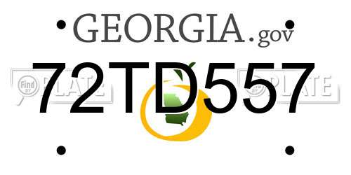 72TD557 Georgia License Plate