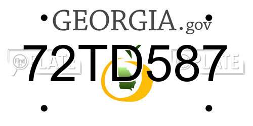 72TD587 Georgia License Plate