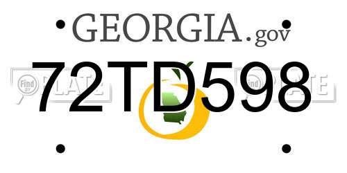 72TD598 Georgia License Plate