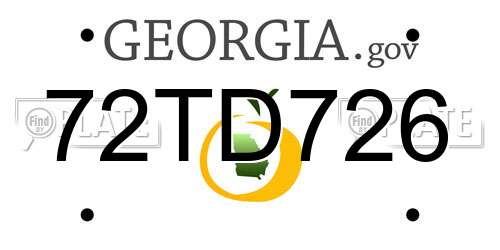 72TD726 Georgia License Plate