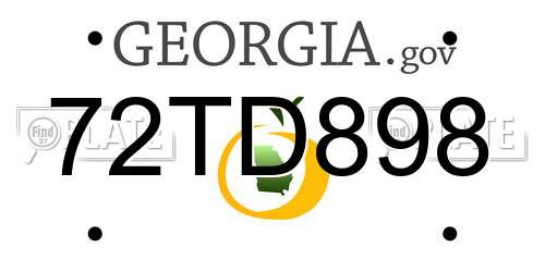 72TD898 Georgia License Plate
