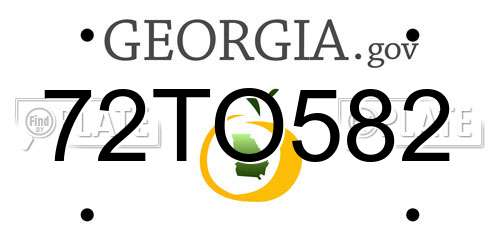 72TO582 Georgia License Plate