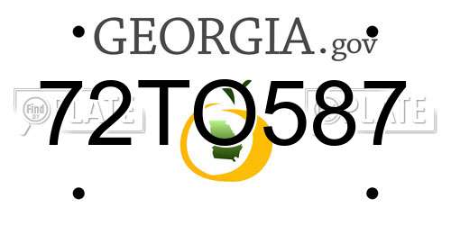 72TO587 Georgia License Plate