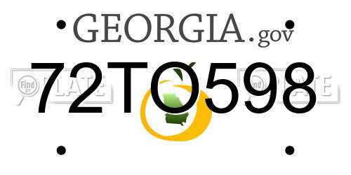 72TO598 Georgia License Plate